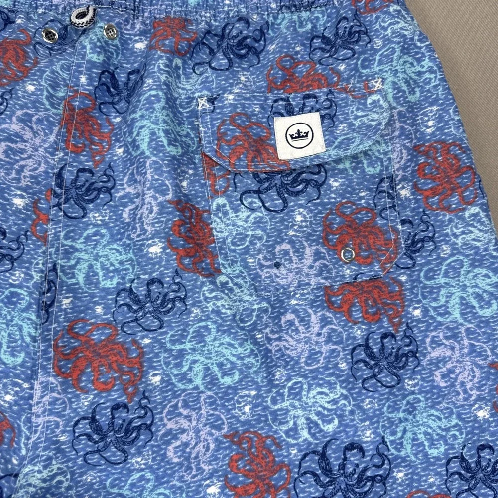 Peter Millar Swim Trunks Men's XL Blue Nautical Octopus Mesh Lined Pocket